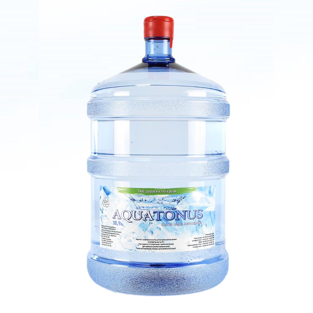 Вода питна артезіанська негазована бутильована AQUATONUS Україночка, 18,9 л.